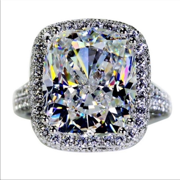 ENGAGEMENT 925 STERLING SILVER DIAMOND DOME RING, CUTE RING, SHINY RING. - Picture 2 of 8